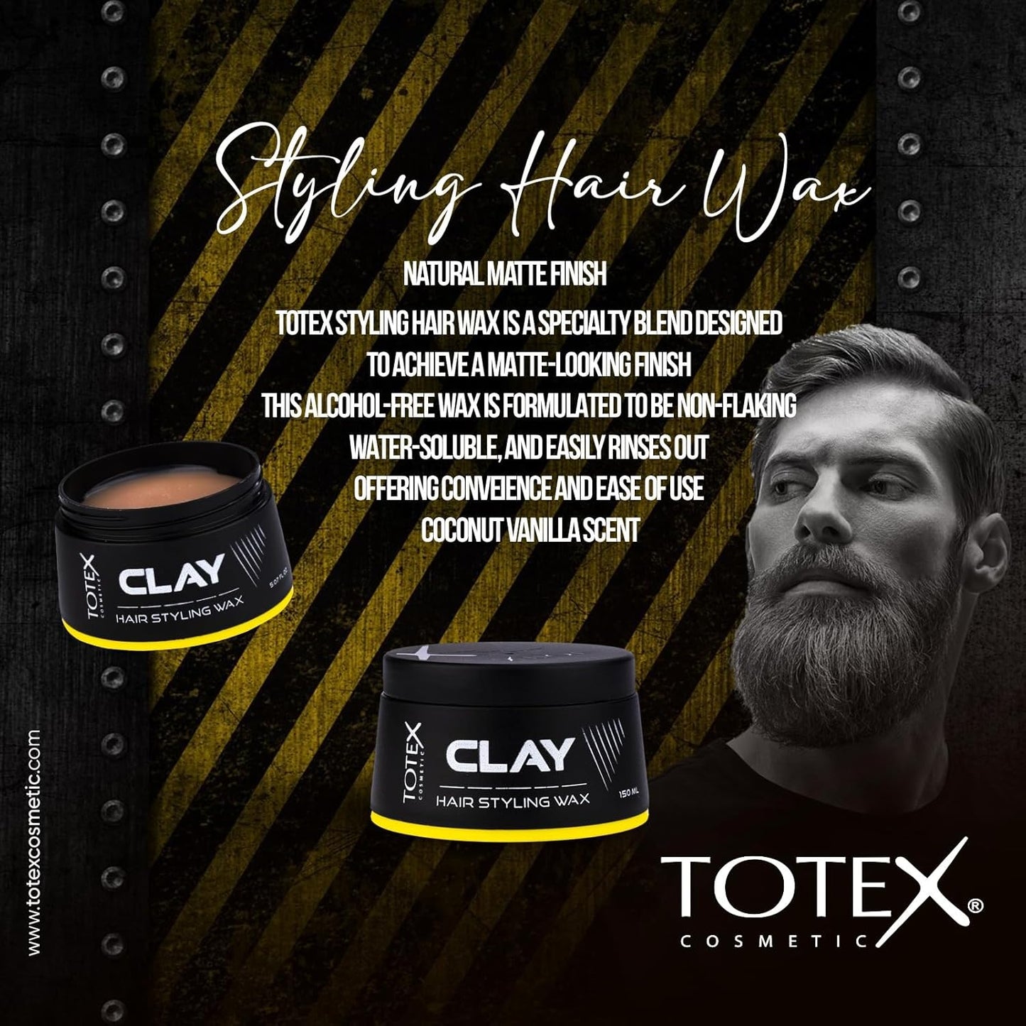 Totex Hair Styling Clay Wax - Natural Matte Finish for Messy Look | Unisex 150 ml