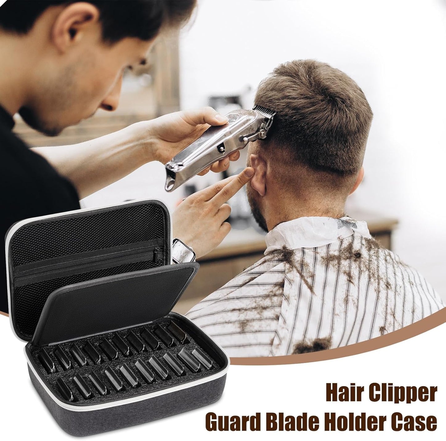 Noverlife Hair Clipper Guard Blades Holder Case, Barber Guard Blades Storage Bag for 20 Metal Clipper Guards Hard Blade Storage Travel Case, Protective Stylist Carrying Case for Grooming Blade