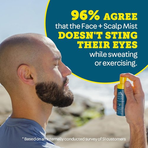 Oars + Alps Face & Scalp Sunscreen Spray Mist - SPF 35, Water & Sweat Resistant, Aloe Vera & Cucumber, 1.5oz