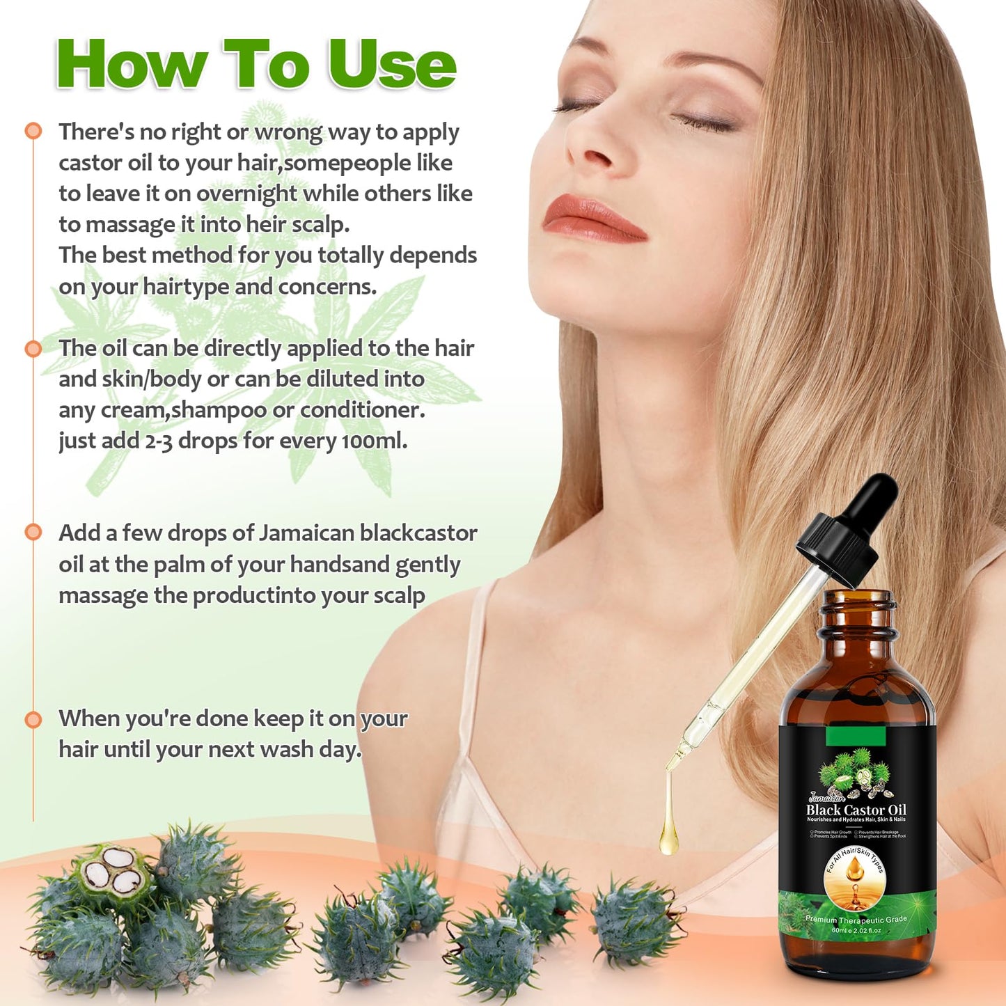 YLXYZUAD Jamaican Black Castor Oil Cold Pressed,Castor Oil in A Glass Bottle with Glass Dropper, Eyelash&Eyebrow Brushes,Hexane Free for Fuller Thicker Hair, Eyelashes,Moisturizes Skin