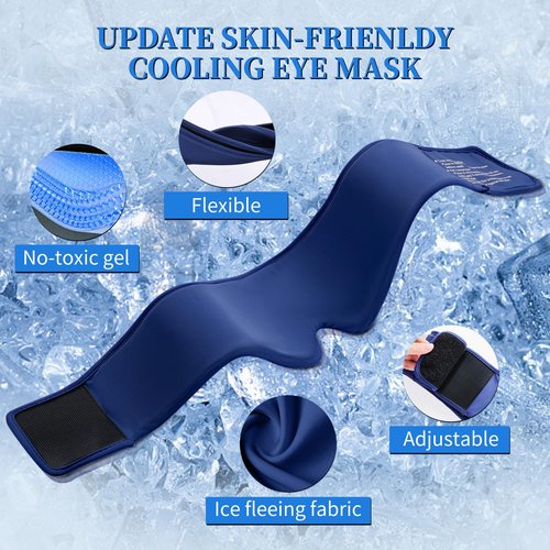 2 Pack Cooling Gel Eye Mask - Puffy Eyes, Dark Circles, Migraine Relief,HSA FSA Eligible, FACEMOON Reusable Sleep Mask for Hot & Ice Cold Compress, Long Lasting Comfort for Dry Eyes(Black,Blue)