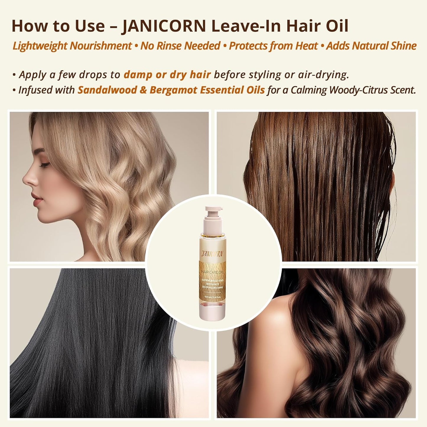 Skiennix Leave-In Hair Oil - Lightweight Hydration with Jojoba & Argan Oils, 3.4 fl oz | Smooth Shine & Frizz Control