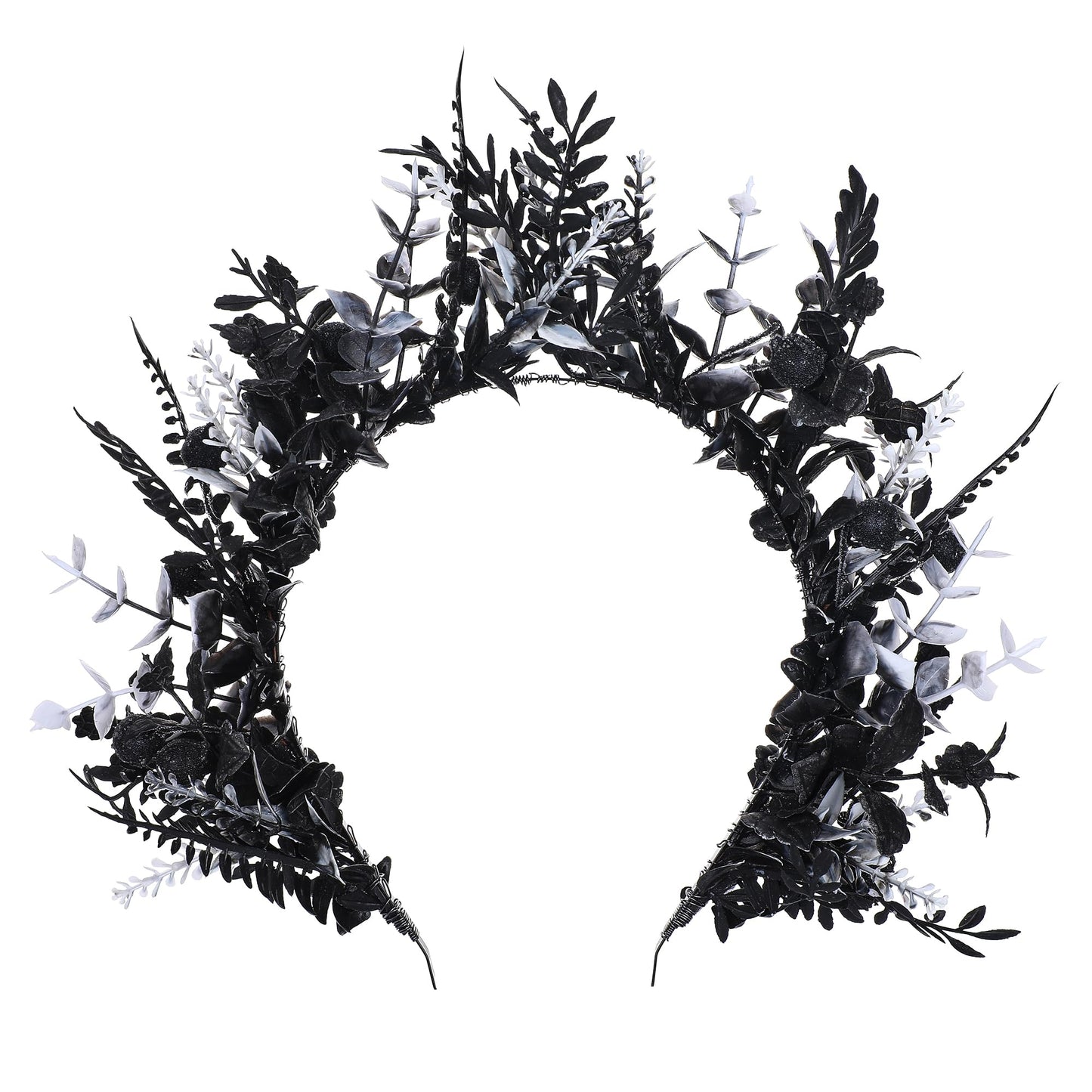 MOSTORY Black Flower Halo Crown - Handmade Gothic Floral Headpiece Dak Flower Headband for Women Girls Cosplay Fae Ball Masquerade Mardi Gras Photo Shoot Renaissance