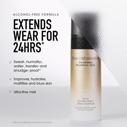 bareMinerals Original Mineral Veil Setting Spray - 24HR Makeup Lock, Oil Control & Ultra-Fine Mist