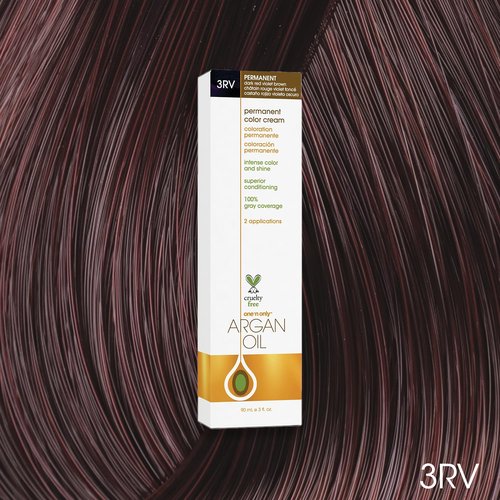 One N' Only Permanent Hair Color - Argan Oil Infused Dye for Rich, Accurate Tones - 3RV Dark Red Violet Brown (3 oz)
