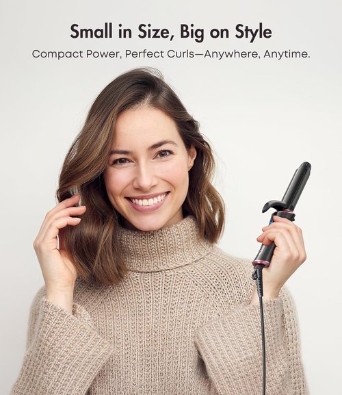 CIVEYA Travel Curling Iron - Mini 1 Inch Dual Voltage Curling Iron with 5 Heat Settings | Ceramic Barrel with Argan Oil