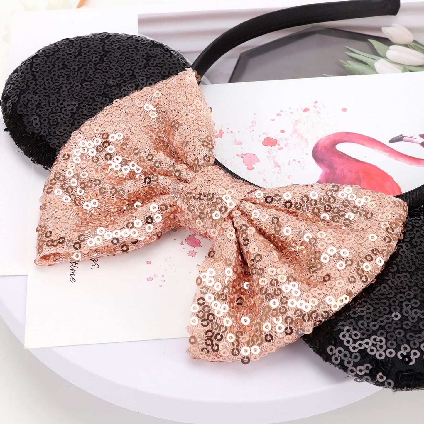 DRESHOW Mouse Ears Bow Headbands Glitter Party Decoration Cosplay Costume for Girls & Women