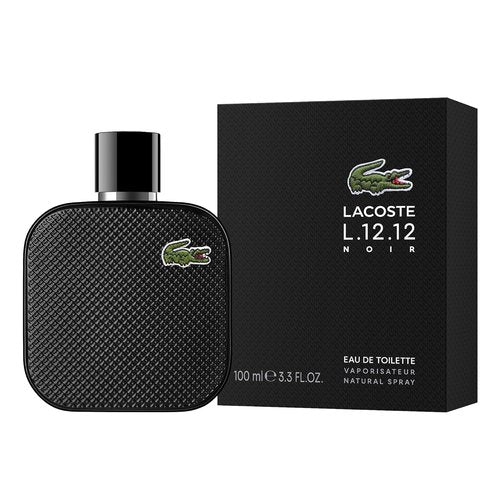 Lacoste L.12.12 Noir Eau de Toilette - Men's Fougere Aromatic Fragrance - 3.3 Fl Oz with Basil, Lavender & Dark Chocolate