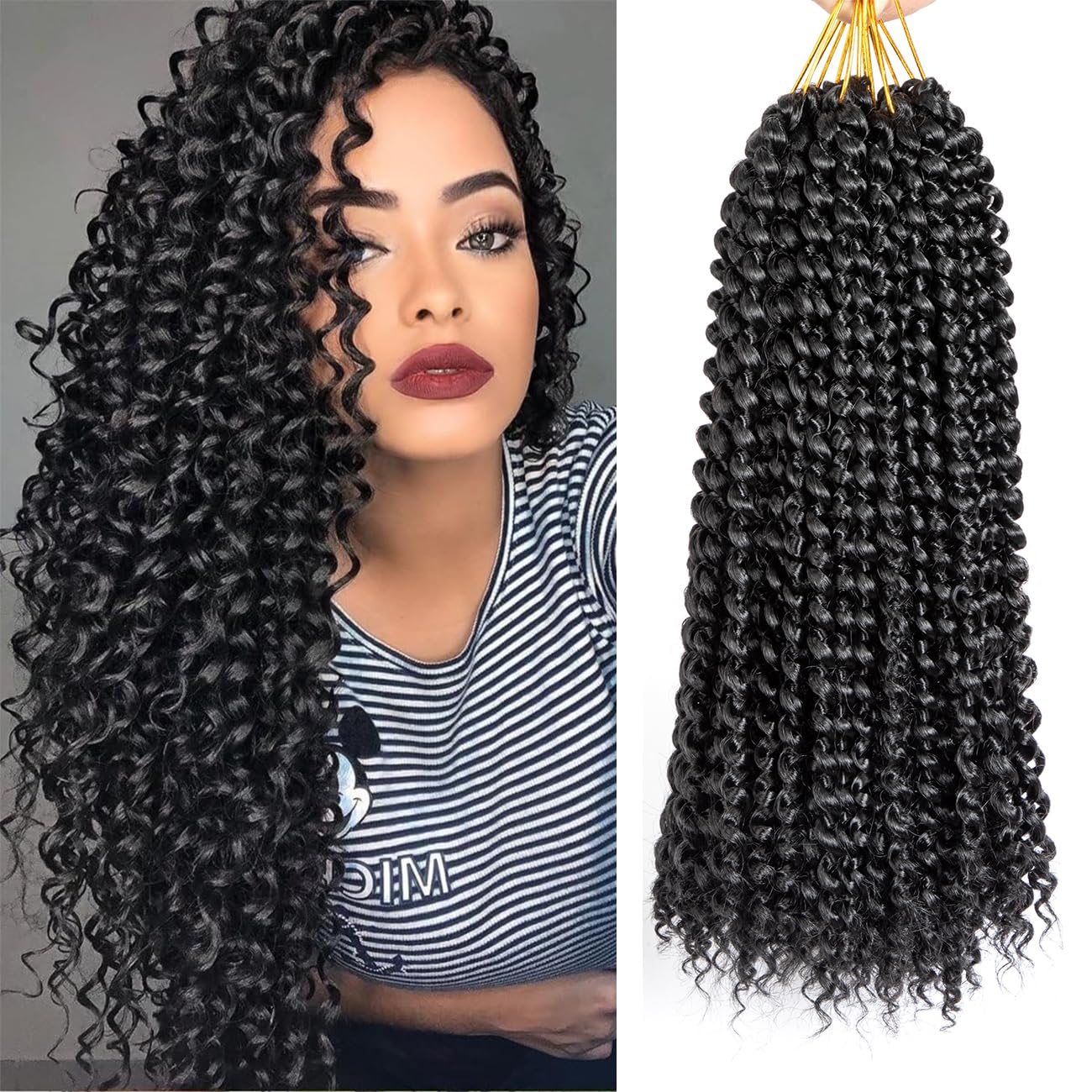 Passion Twist Hair Water Wave Crochet Hair for Black Women 22 Inch 4 Packs Passion Twist Crochet Hair Pre Looped Bohemian Braids for Black Women (1B, Economic package)