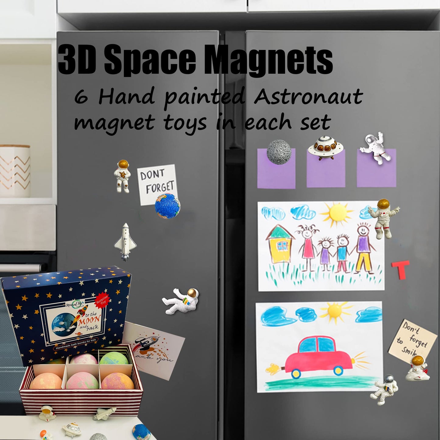 Galaxy Bath Bombs for Kids with Surprise Inside - Organic Bubble Bath Bombs with Educational Outer Space Planet Toys. Gentle, Natural & Kids Friendly - Birthday Gifts for Kids, Boys, Toddlers, Girls