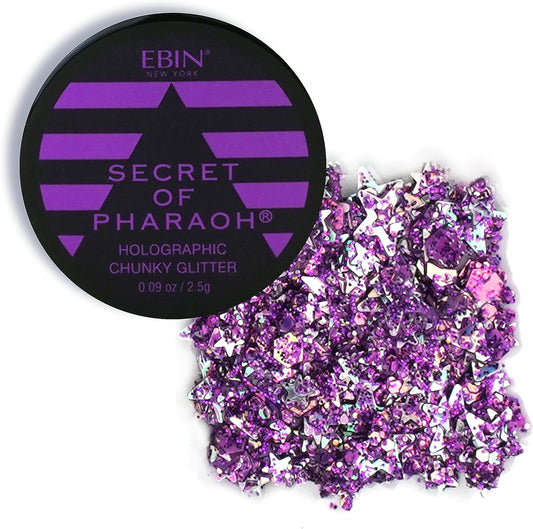 Secret of Pharaoh Holographic Glitter Gel - Purple Sparkle for Face, Body & Hair | Long-Lasting Festival Makeup