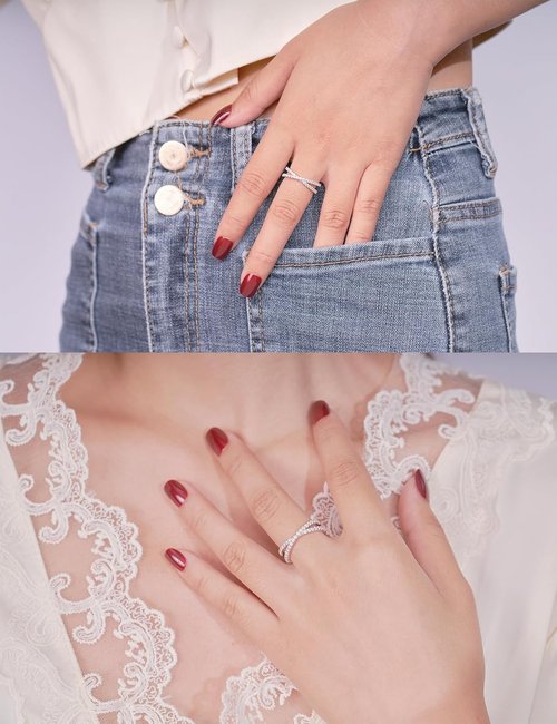 IMOLOVE Moissanite Eternity Ring - Criss Cross Wedding Band for Women | Sterling Silver, Sizes 4-11