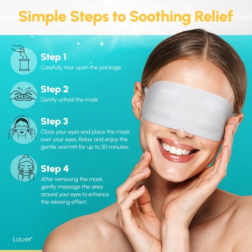 Heated Eye Steam Mask Dry Eyes Self Warm Compress for Dark Circles Puffiness Treatment Warming Eye Mask for Relaxation & Moist Heat Therapy Fatigue, Stress, and Migraine 6 Pack Aromas Home Spa