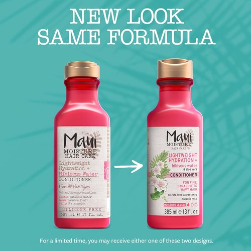 Maui Moisture Conditioner - Lightweight Hydration With Hibiscus Water & Aloe Vera | Vegan, 13 Fl Oz