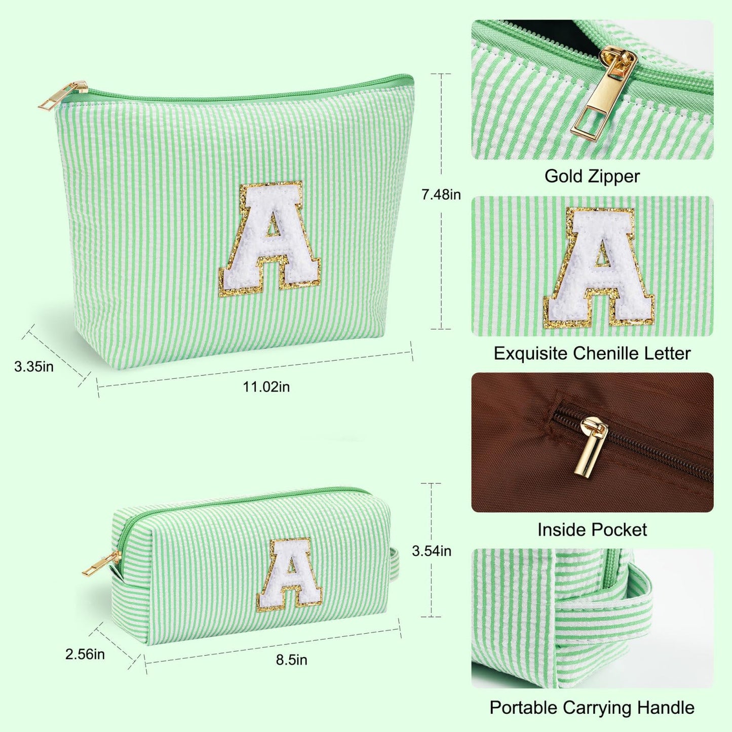 YOOLIFE Cute Makeup Bag for Women Girls - Personalized Teenager Girl Gift Ideas | Initial Make Up Bag | Gifts for Women Friends | Skin Care Bag | Mothers Day Gifts | Tween Girls Trendy Stuff L