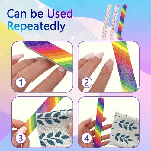 LNAUJS Nail Files - 12PCS Professional Double-Sided 100/180 Grit for Manicure & Pedicure