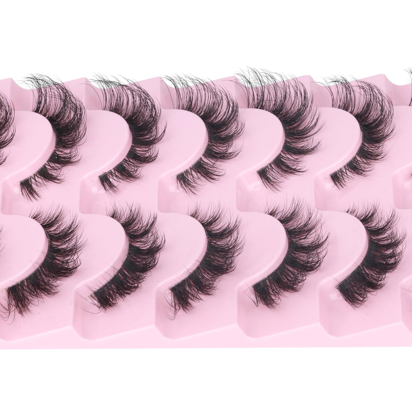 EYDEVRO False Eyelashes Wispy Lashes D Curl Cat Eye Lashes Clear Band Manga Lashes Natural Look Fox Eye Fake Lashes Fluffy Faux Mink Strip Lashes 7 Pairs Pack
