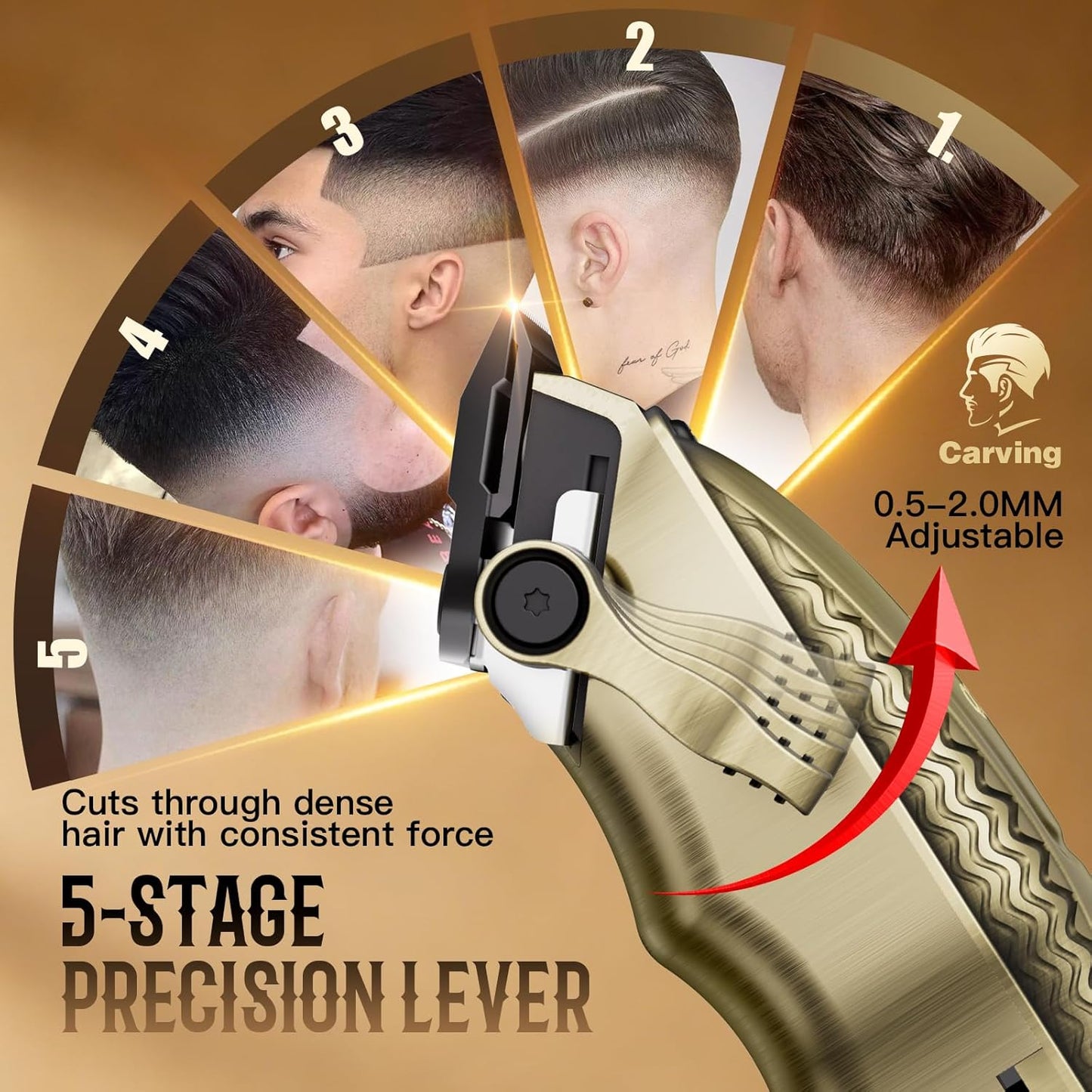 Skiennix Hair Clippers - Professional Cordless Trimmer Set for Easy Self-Haircuts | 8500RPM Rechargeable (Bronze)