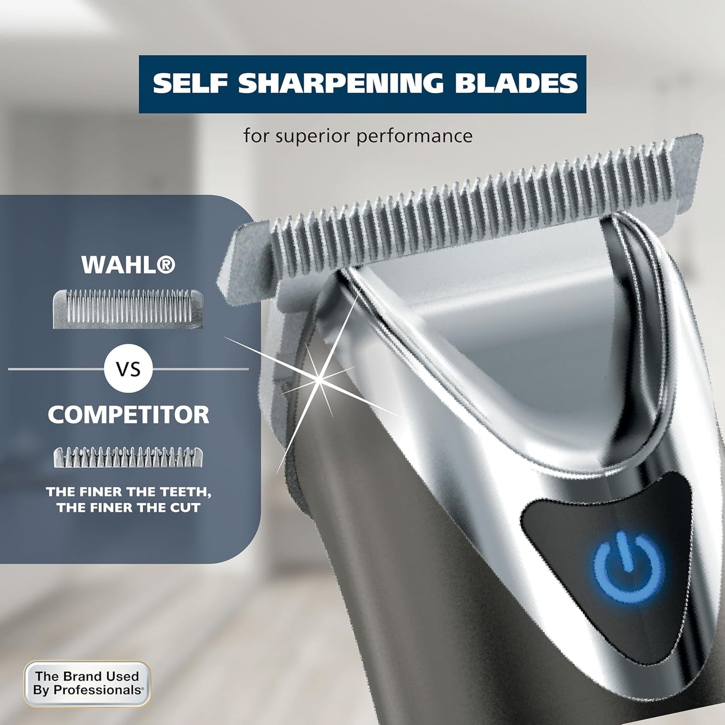 Wahl USA Stainless Steel Beard Trimmer - Lithium Ion 2.0+ Rechargeable Grooming Kit for Men | Model 9864