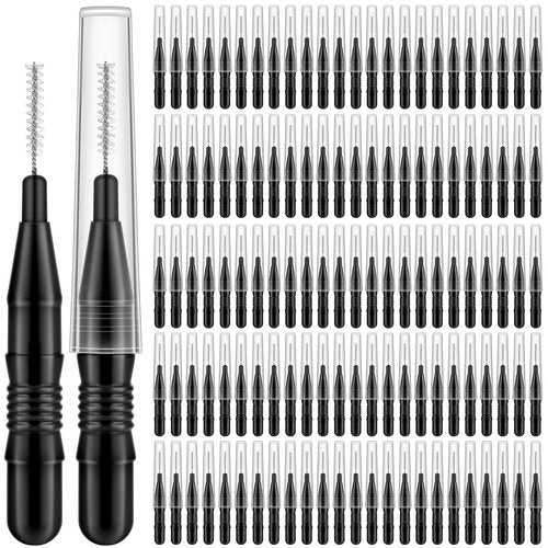 MAPVOLUT Micro Eyebrow Brush Set - 120 Pcs Brow Lamination & Lash Tint Tools with Caps