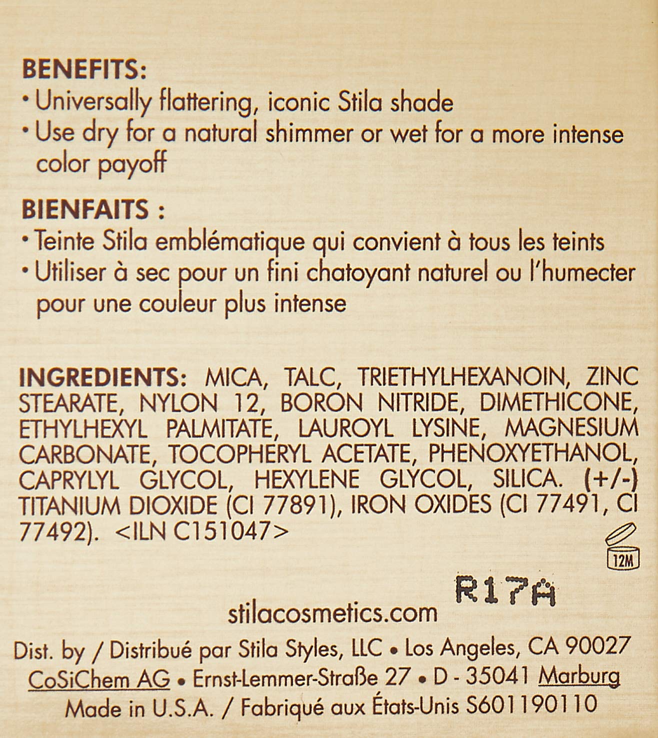 Stila Eye Shadow Compact - Kitten Shade | Long-Lasting Color, 0.09 oz