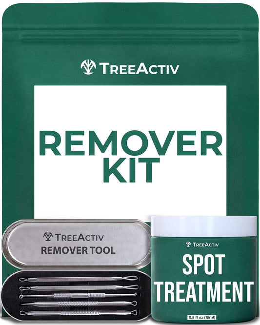 TreeActiv Spot Treatment 0.5oz + Remover Kit Bundle, Includes Spot Treatment and Remover Tool, Bentonite Clay, Tea Tree Oil, Aloe Vera, Clearer Skin in 2 Weeks