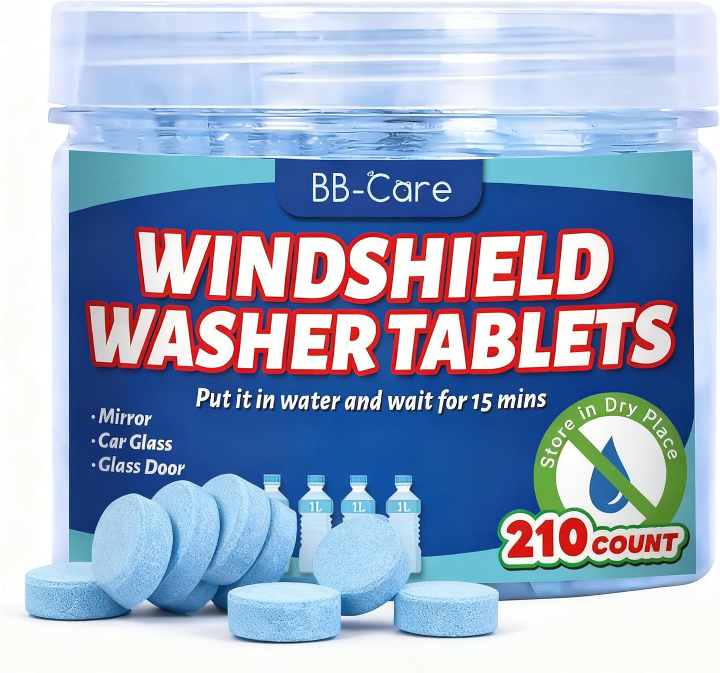 Skiennix Windshield Washer Cleaning Tablets - 210 PCS Effervescent Car Glass Cleaner Concentrate