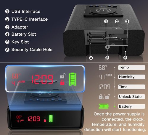 Biometric Smart Gun Safe - Compact Wireless Charging Design with Quick Access Fingerprint | Ideal Bedside Drawer Safe