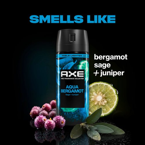 AXE Fine Fragrance Collection Body Spray Aqua Bergamot 72 Hour Freshness Aluminum Free 2.9 oz