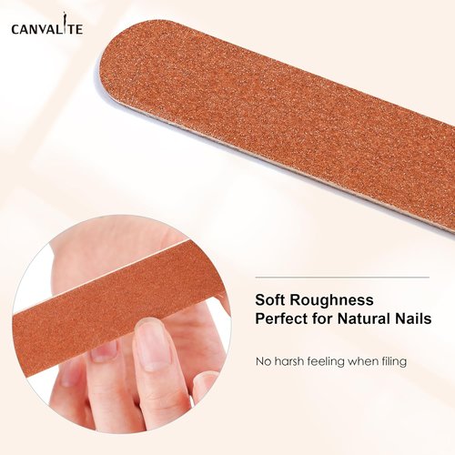 Canvalite Nail File - Large 180 Grit Emery Boards for Natural Nails | 12-Pack Manicure Tool Set