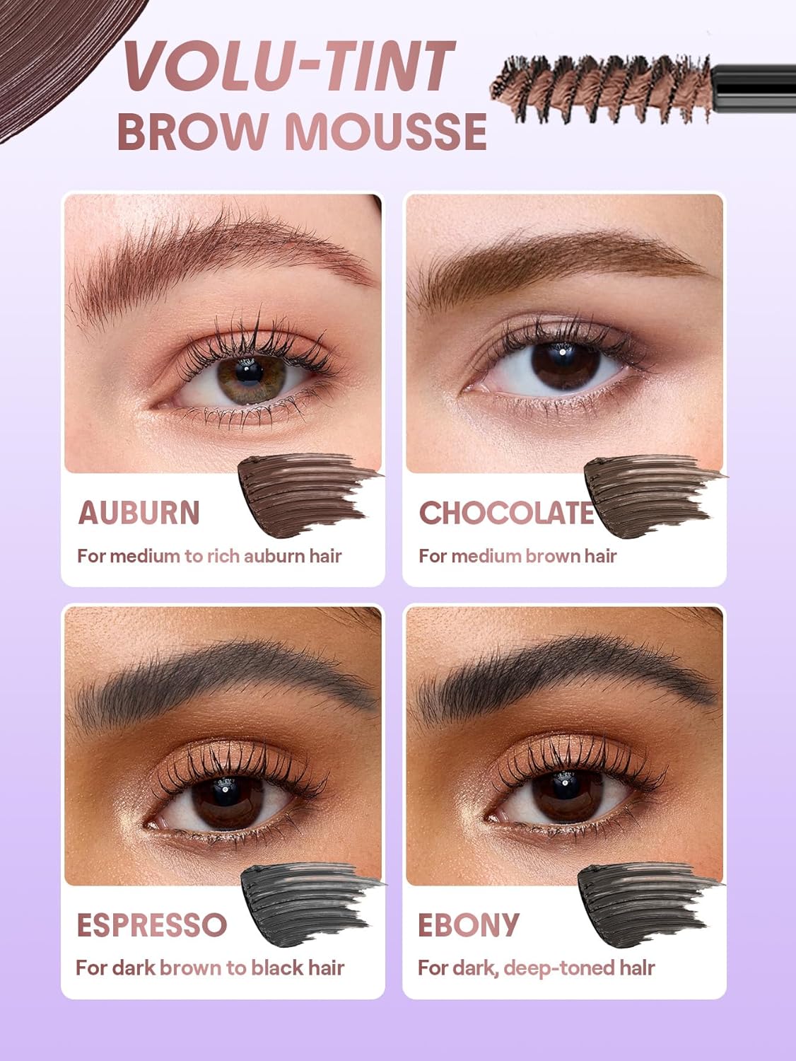 SheGlam Airy Tinted Brow Mousse - Highly Pigmented Eyebrow Gel for Shaping & Filling | Ash Pink