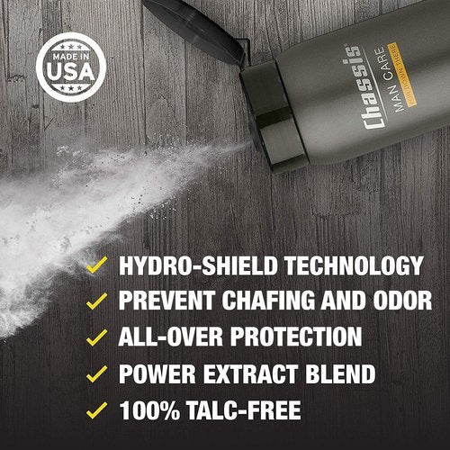 Chassis Ice Premium Body Powder - Talc-Free Odor-Absorbent Deodorant for Men | Anti-Chafing & Fresh Scent
