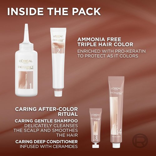 L’Oreal Paris Hair Color - Excellence Universal Nudes, Ammonia-Free Gray Coverage, 4NR Natural Dark Red