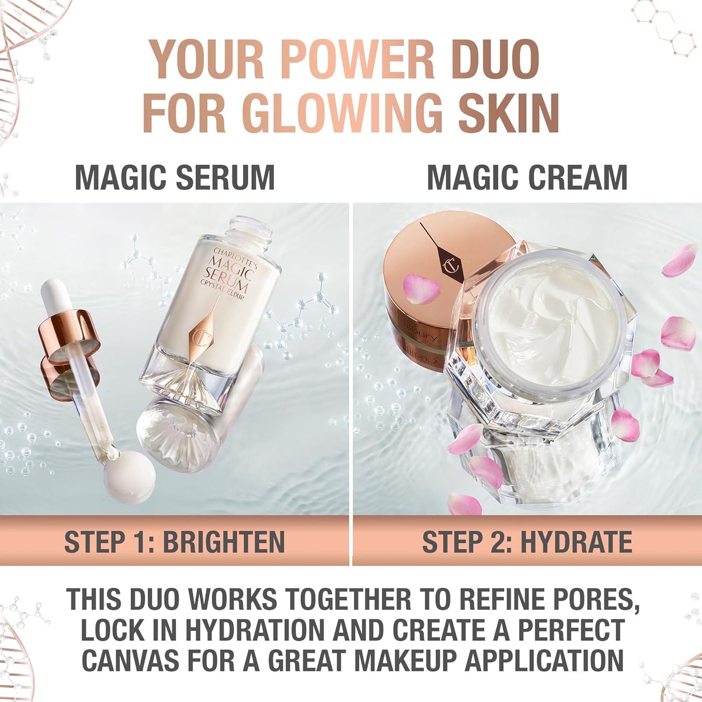 Charlotte Tilbury Magic Serum Crystal Elixir - Firming Peptide Serum for Face & Neck - Ideal Skincare Gift Set