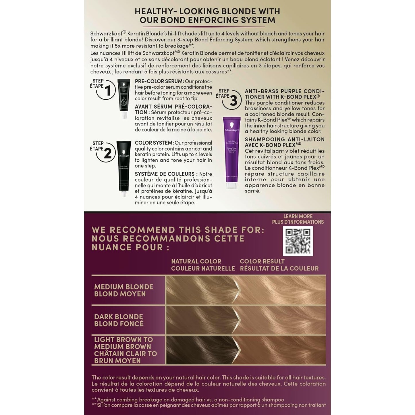 Schwarzkopf Keratin Blonde Hair Dye - 11.4 High Lift Pearl Blonde | Professional Permanent Color with Bond Enforcing System & Pre-Color Serum