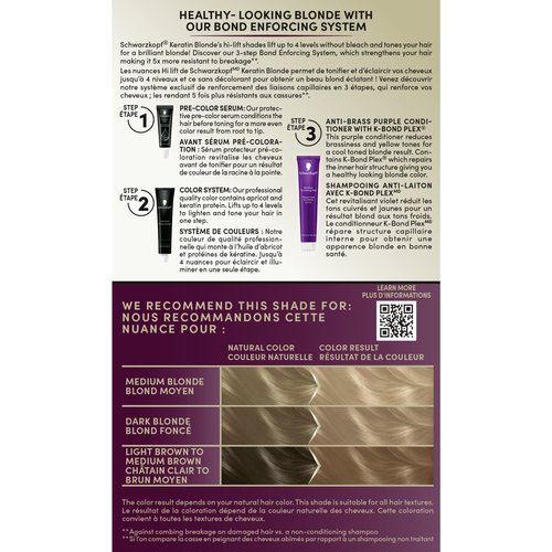 Schwarzkopf Keratin Blonde Hair Dye, 11.4 High Lift Pearl Blonde, Professional Quality Permanent Hair Color, Bond Enforcing System, Pre-Color Serum & Purple Conditioner Included