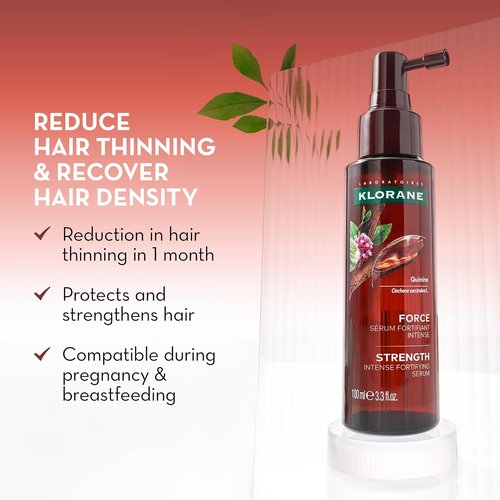 Klorane Intense Strengthening Serum with Quinine - Natural Hair Thinning Solution for Thicker, Stronger Hair - 3.3 fl. oz.