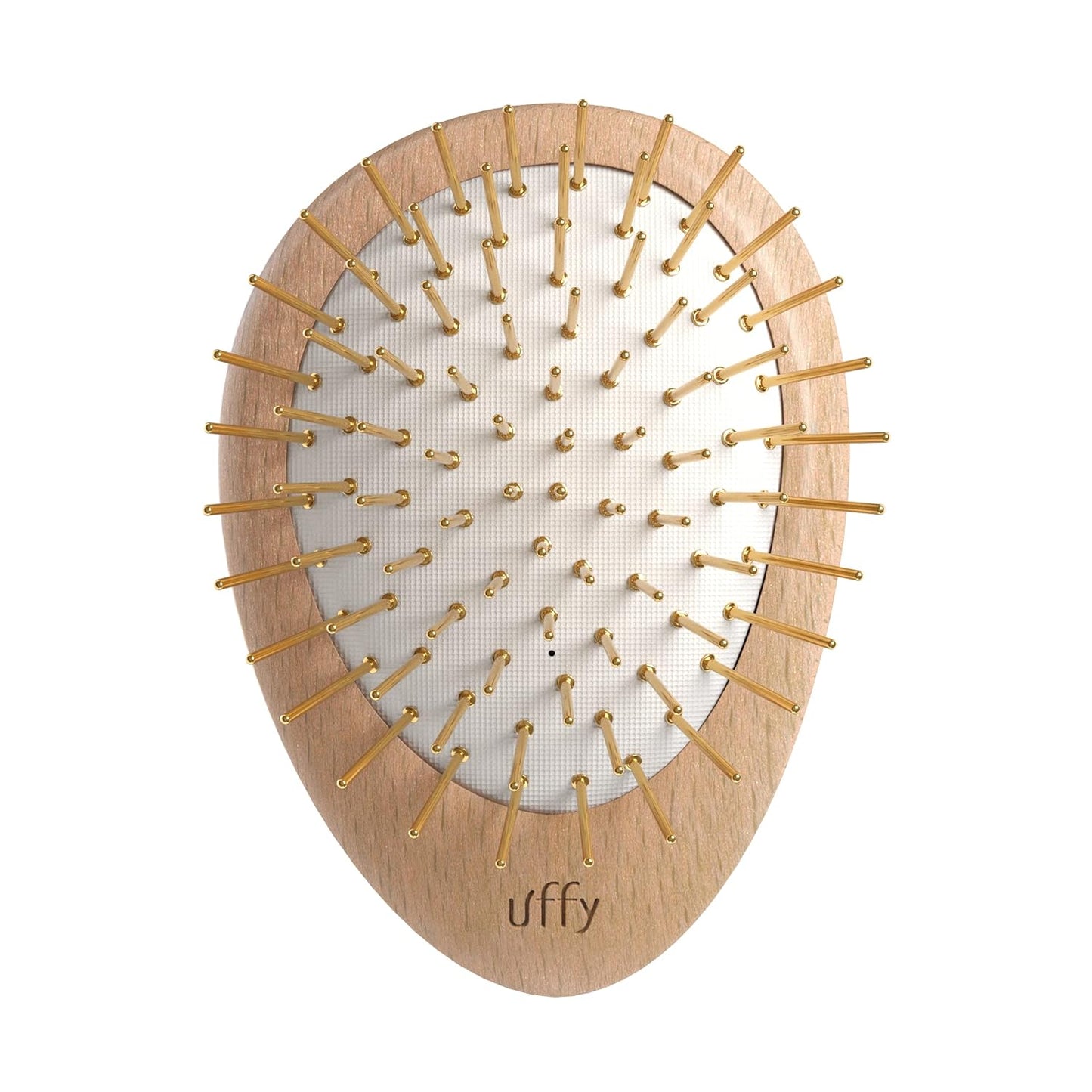 Uffy Acubrusher - 24K Gold-Plated Gua Sha Hair Brush | Ergonomic Scalp Massager for Hair Growth & Dandruff - Beech Wood Design