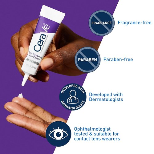 CeraVe Skin Renewing Eye Cream - Anti-Wrinkle Formula with Peptides, Caffeine & Niacinamide | Paraben-Free, Ophthalmologist Tested