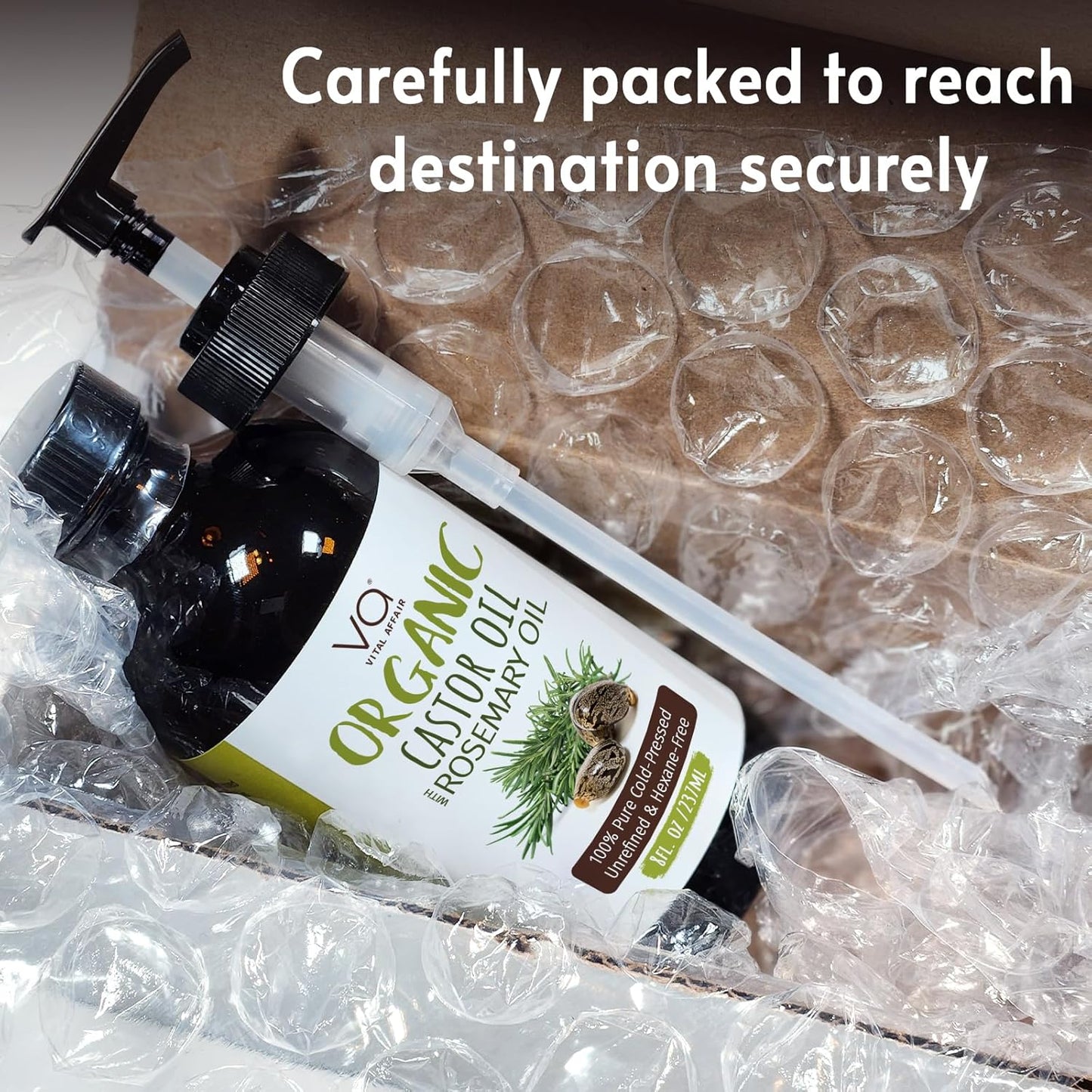 VITAL AFFAIR Organic Castor Oil - 100% Pure Rosemary Hair Growth Oil in 8 Fl Oz Glass Bottle | Strengthens & Volumizes