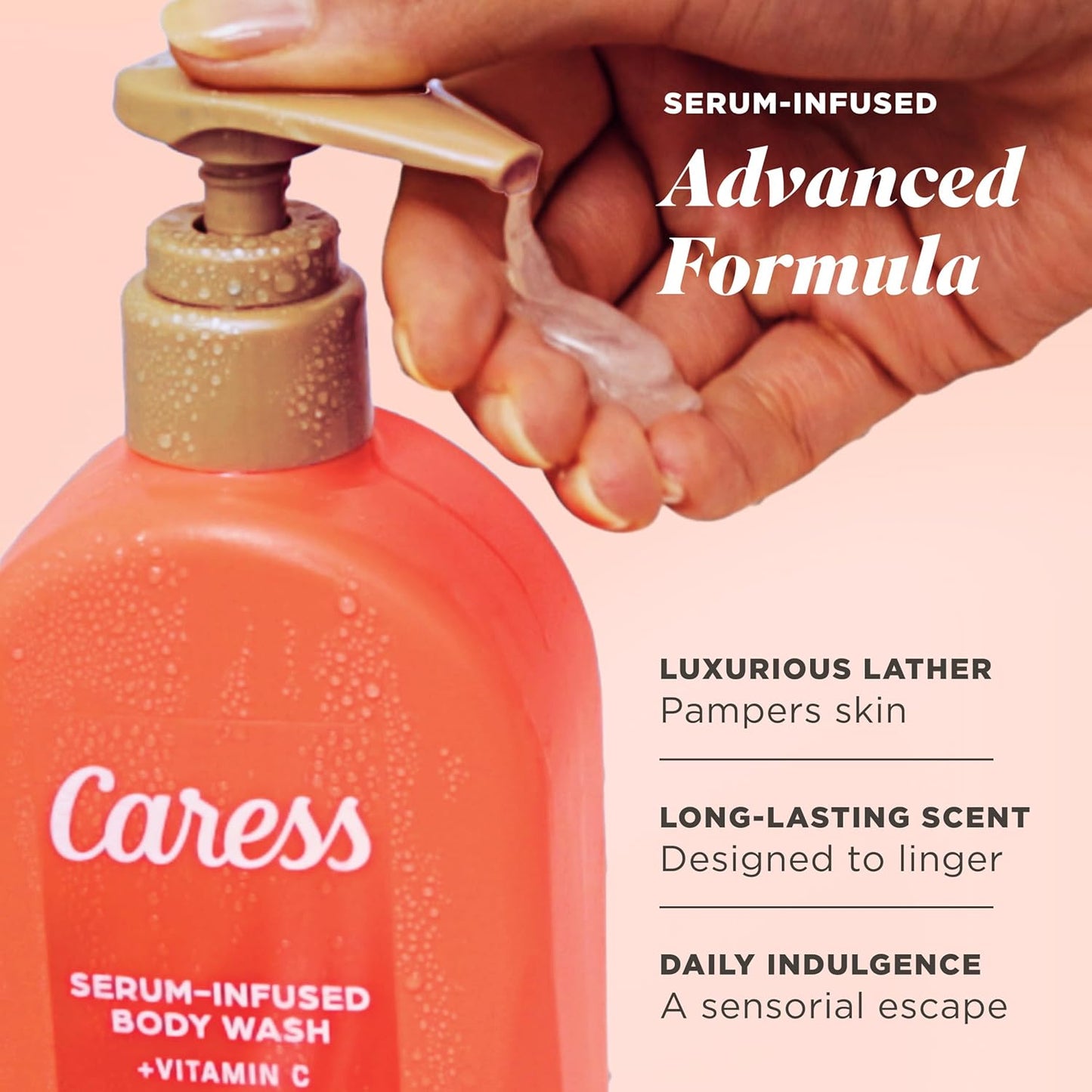 Caress Creamy Guava Nectar Body Wash - Serum-Infused, Vitamin C Formula, 20 fl oz | 4 Pack
