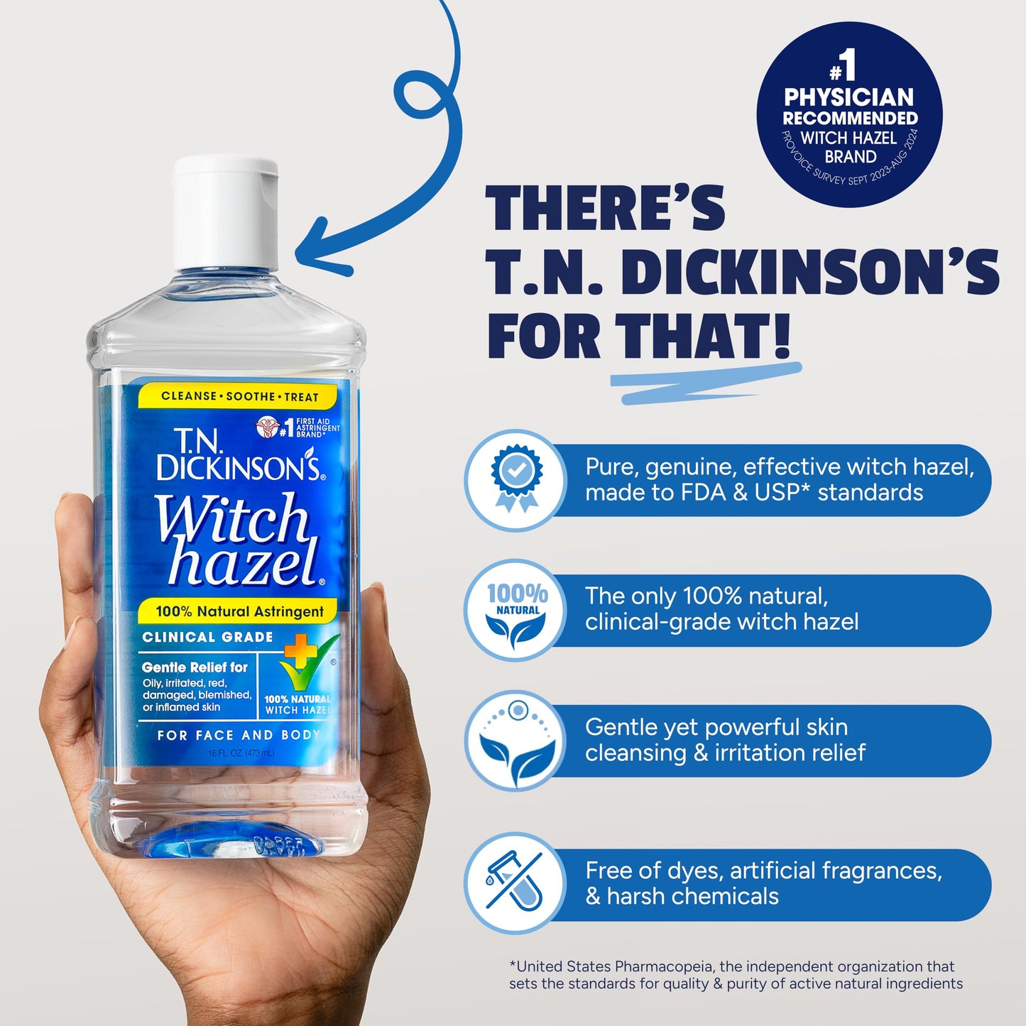 T.N. Dickinson's Witch Hazel 100% Natural Astringent for Face and Body, 8 fl oz