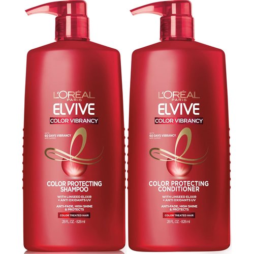 L'Oreal Paris Elvive Color Vibrancy Shampoo & Conditioner Set - Protects Color Treated Hair | 28 Fl Oz (2-Pack)