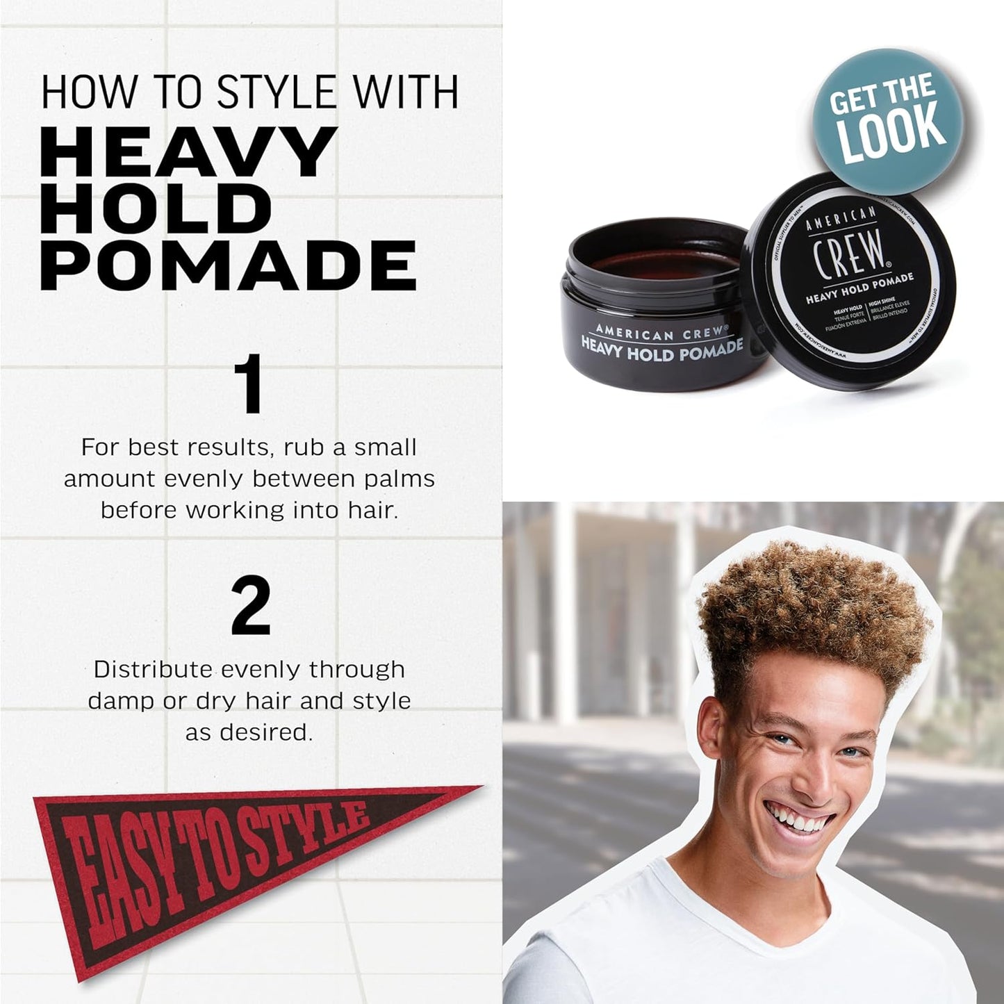 American Crew Men's Hair Pomade - Heavy Hold & High Shine Styling Gel, 3 oz