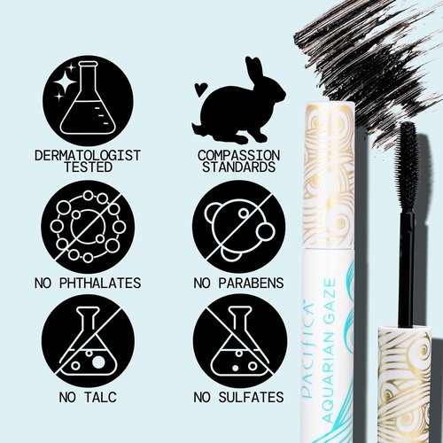 Pacifica Aquarian Gaze Mascara - Abyss Black | Water-Resistant, Lengthening & Smudge-Proof, Vegan & Cruelty-Free