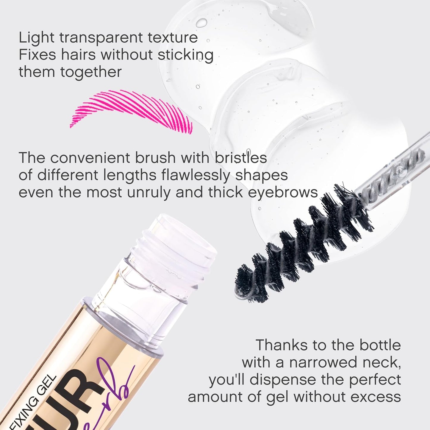 Vivienne Sabó Brow Gel - Clear Formula for All-Day Hold & Smudge Resistance | Precision Brush, 0.2 fl oz