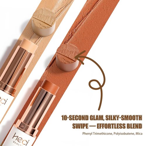 HECI BEAUTY Tinted Foundation Stick - Hydrating Balm to Cream Foundation for Light to Medium Coverage, Deep, 0.25 oz