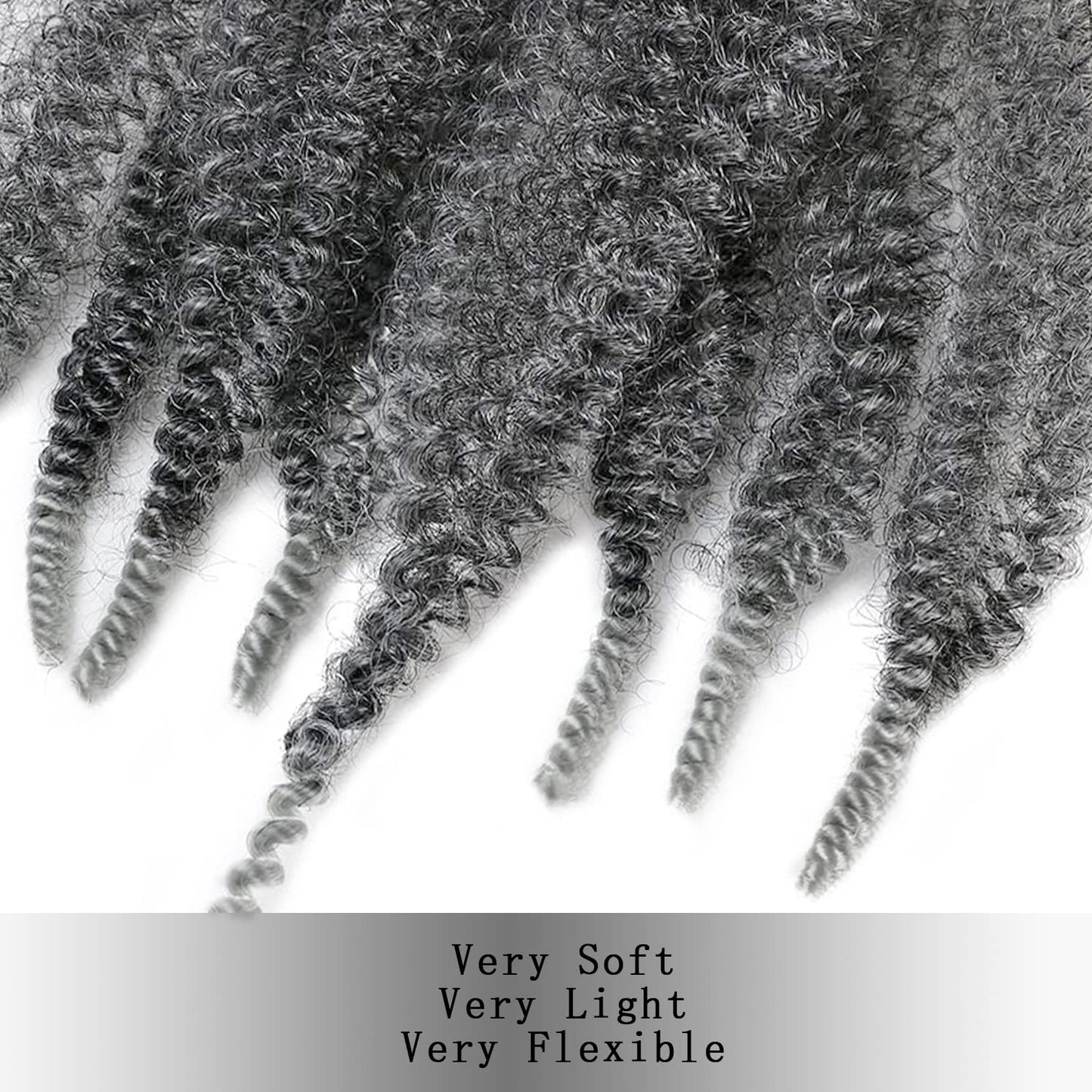 VCEOW 24 inch Grey Springy Afro Twist Hair 3 packs Pre-Separated Kinky Marley Twist Braiding Hair Soft Pre-fluffed Synthetic Crochet Hair Extensions for Butterfly Locs Spring Twist Passion Twists