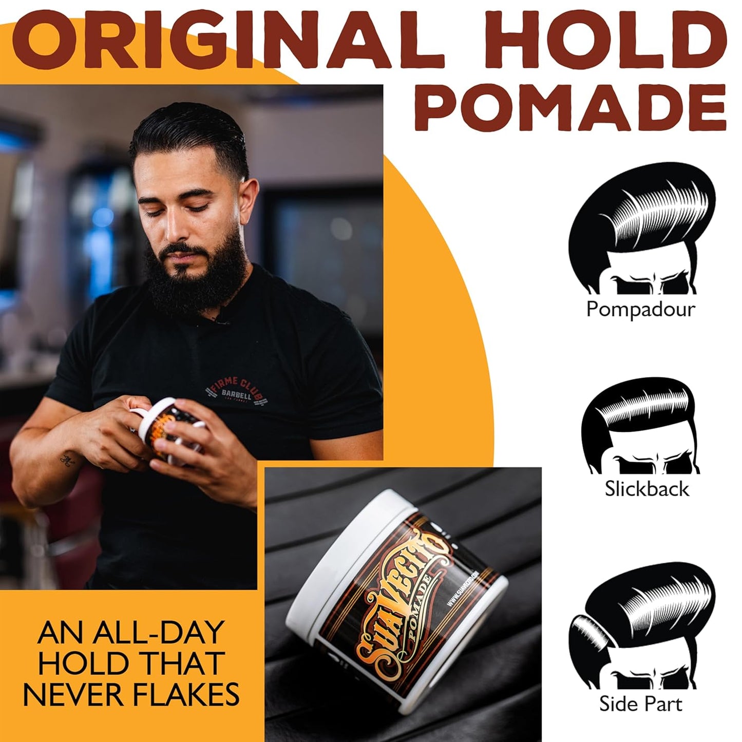 Suavecito Pomade Original Hold - Medium Shine Water-Based Hair Gel, 2.3 oz | Flake-Free & Easy Wash Out
