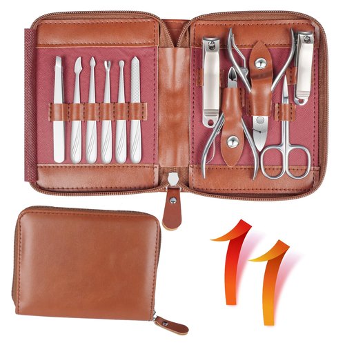 Manicure Set 11 in 1 Stainless Steel Nail Clippers for Men，Manicure Kit for Women，Nail Grooming Kit，Nail Clipper Set，Personal Care Tools